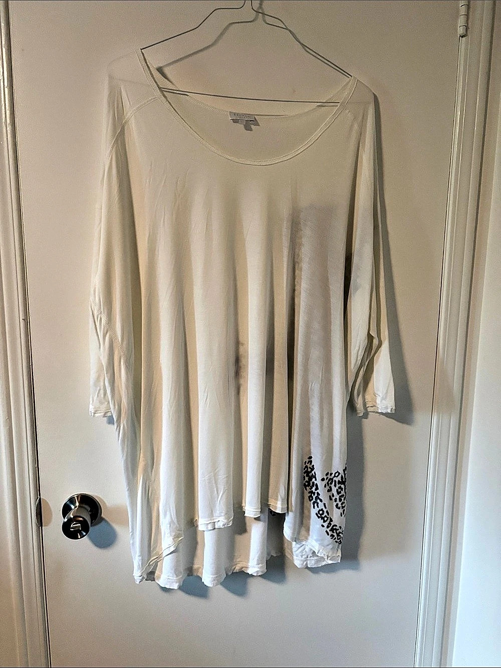 Escada White Long Sleeve Animal Print Tunic